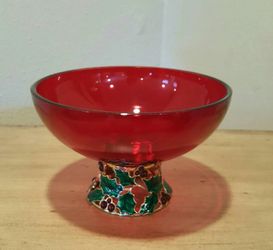 Beautiful red biwl with metal base