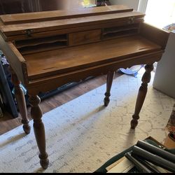 Vintage Solid Wood Secretary Desk Flip Top