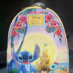 loungefly disney lilo & stitch beach scene mini backpack