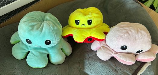 Set of 3  Reversible Octopus Plushies