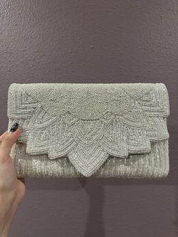 White Beaded Clutch