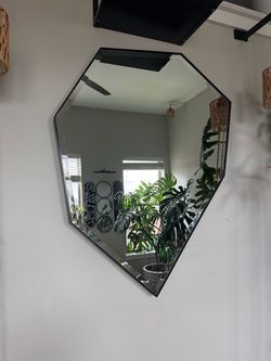 Large Geometric Wall Mirror Black Frame