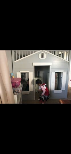 Pottery barn bunk house bed great and fun for kids.