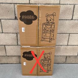 Collapsible Toddler Kitchen Step Stool w/Chalkboard, Safety Rail, & Standing Tower