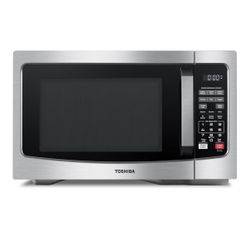 TOSHIBA EM131A5C-SS Countertop Microwave Ovens 1.2 Cu Ft with 12.4" Removable Turntable Smart Humidity Sensor, 12 Auto Menus Mute Function ECO Mode Ea