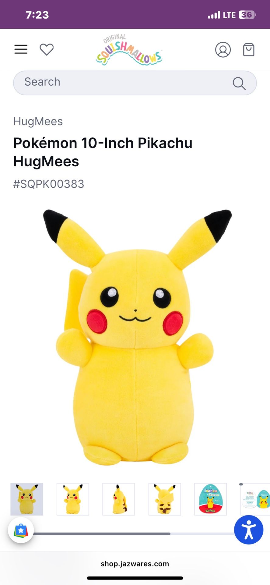 Squishmallow Pokémon 10-Inch Pikachu