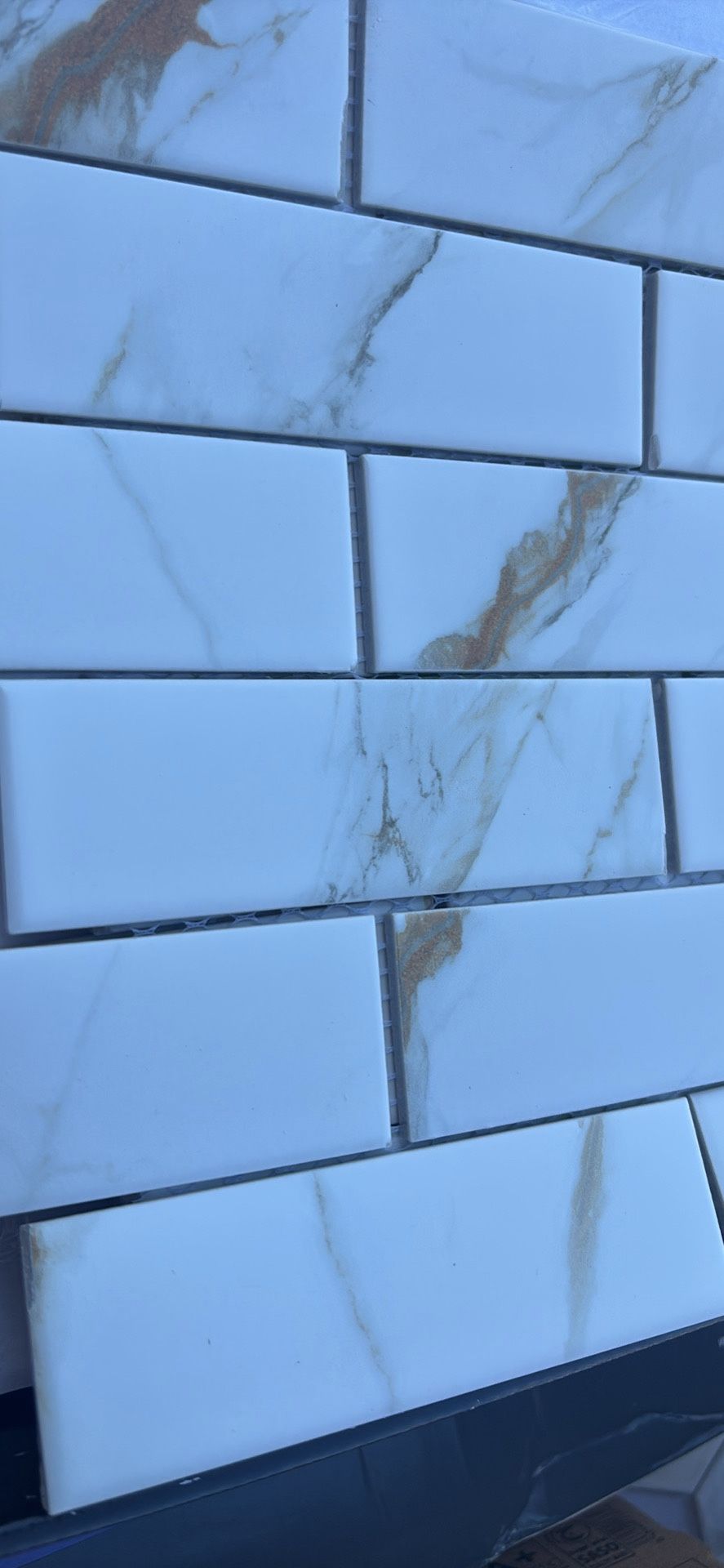 Calacatta Gold Matte Subway Tile. 11 Sheets 