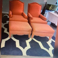 Two Living Room Chairs Like New With Ottomans