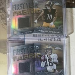 Very Nice Pair Of First Year Fabric Rookie Game Worn Jersey Cards MINT 
