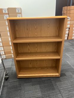 3-Shelf Wood Bookcase Light Oak Finish