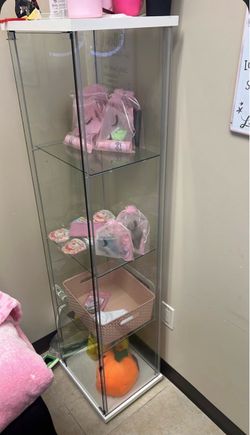 Tall Glass Display Cabinet with Shelves, perfect condition