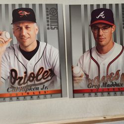 2 lot 1997 DONRUSS STUDIO 8 X 10 PORTRAITS BASEBALL CARDS Cal Ripken & Greg Maddux

