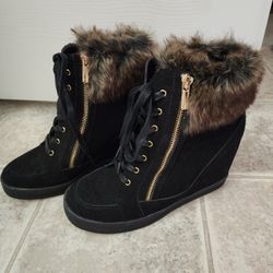 Fur Wedged Boots