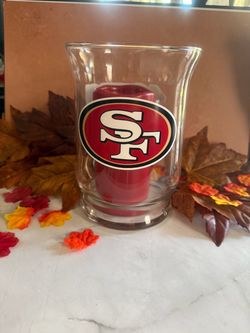 Hurricane lamp decorated for the lover of the 49ers