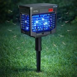 New In Box Outdoor Patio Mosquito Insect Zapper Killer Solar Powered Or plug-in Rechargeable For Indoor Use 