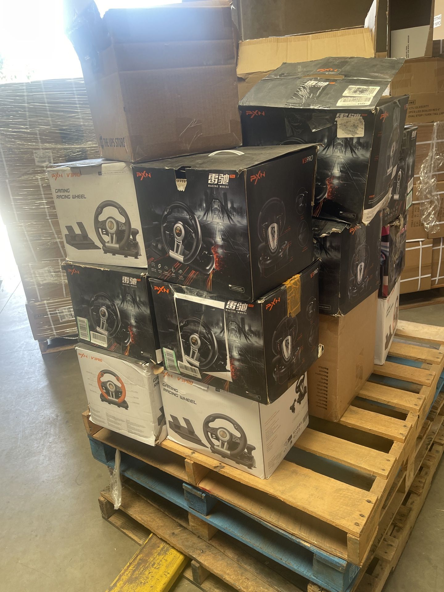 1 Pallet Of Excellent Used Car Sim Simulator Race Racing Steering Wheel with Pedals for PS,Xbox One, Xbox Series X/S, Nintendo Switch, Etc.