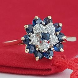 ❤️10k Size 8.25 Beautiful Solid Yellow Gold Sapphires and Diamonds Ring!/ Anillo de Oro con Diamantes y Zafiros! 👌🎁Post Tags: 10k 14k