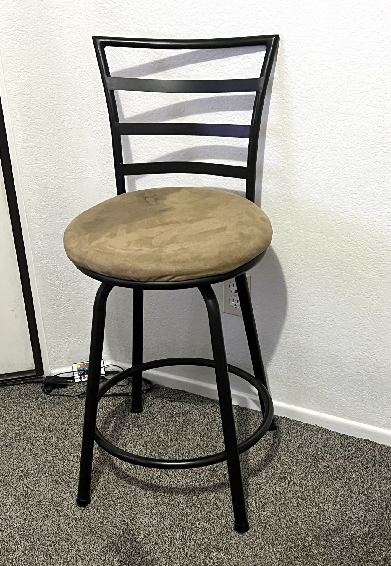 Small dark brown Iron stool full complete swivel