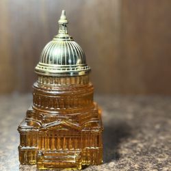 Premium Vintage Amber Glass US Capitol Building Bottle Figurine Wheaton Style Collectible