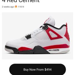 Jordan Red Cement 4's