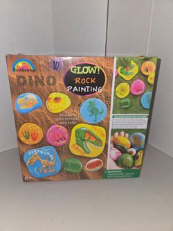 Dino glow rock painting