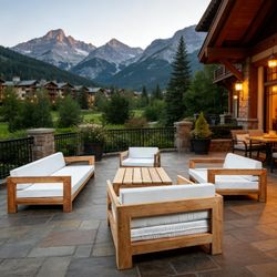 New 7-person Deep Seated Teak Outdoor Conversation Set