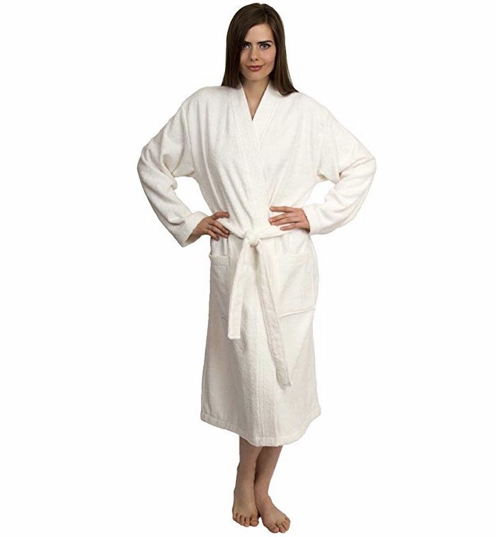 NEW Unisex Turkish Kimono Bath Robe in Ivory - Size Medium/Large