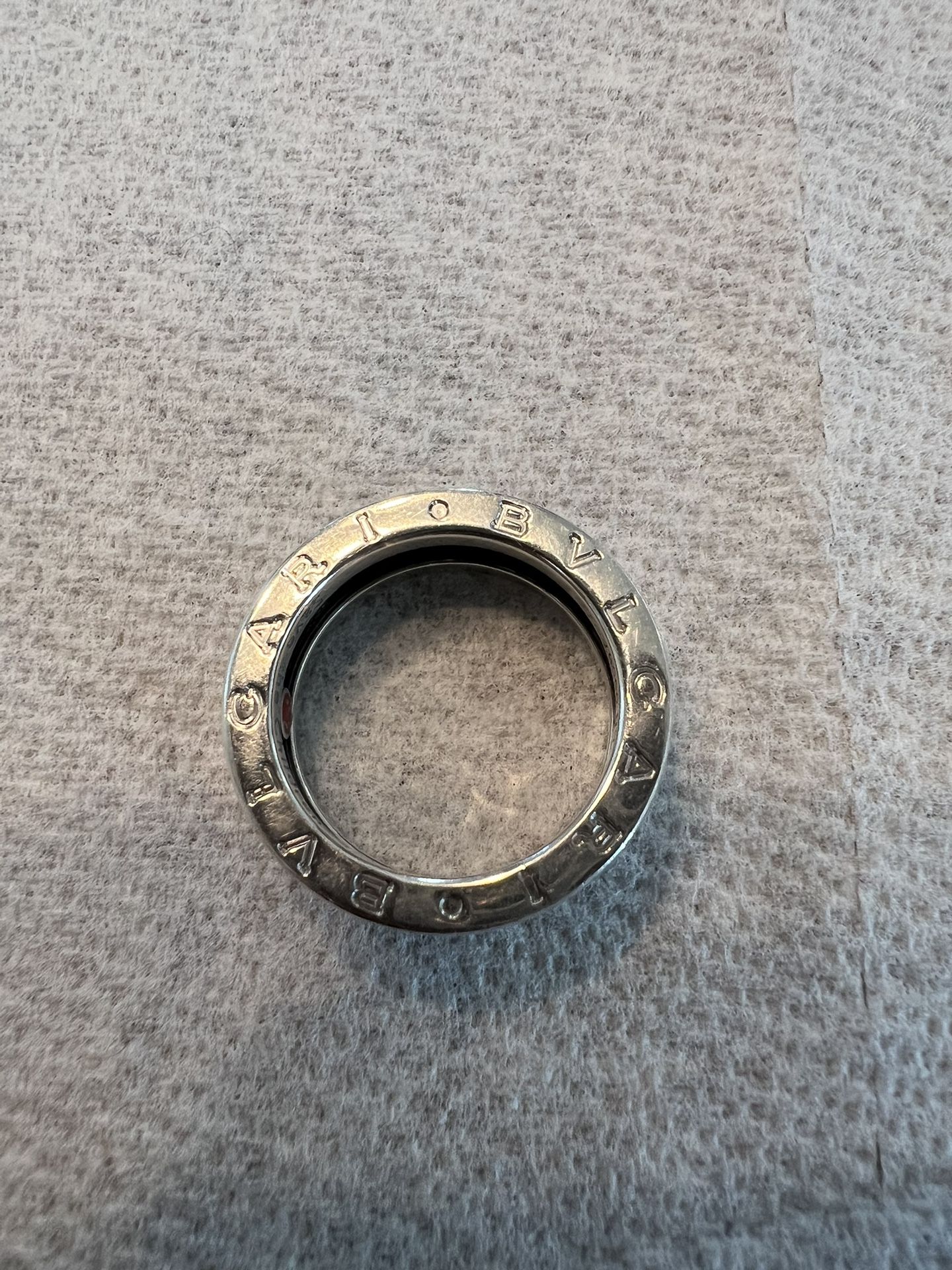 Authentic Bvlgari B.Zero1 Silver And Black Ring Size 53