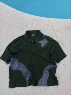 Custom 1of1 Gem collars shirt with gray denim stitched in