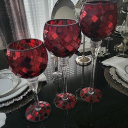 Crackel Glass Candle Holders 