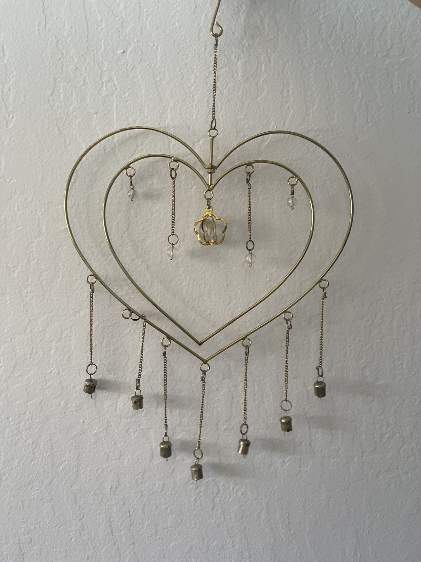 Gold heart wind chime 