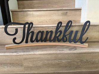 Thankful Metal Script Tabletop Sign