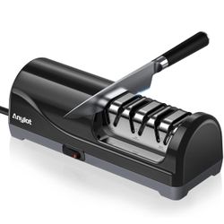 Electric Knife Sharpener for Kitchen, 3-Stage Knife Sharpener Electric with 100% Diamond Abrasives, 20° Precision Angle Guide, Fast & Safe Sharpening 