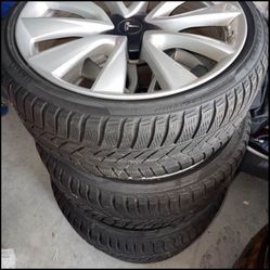 Complete Set of Four Tesla Model 3 Rims & Winter Tires Pirelli 
