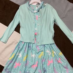 Girl Dress With Cardigan Size 5 And New Headband