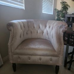  Chesterfield Single Sofa Chair for Living Room, Mid Century Chair with Rolled Arms, Tufted Cushion, Solid Wooden Legs Reading Chairs for Bedroom