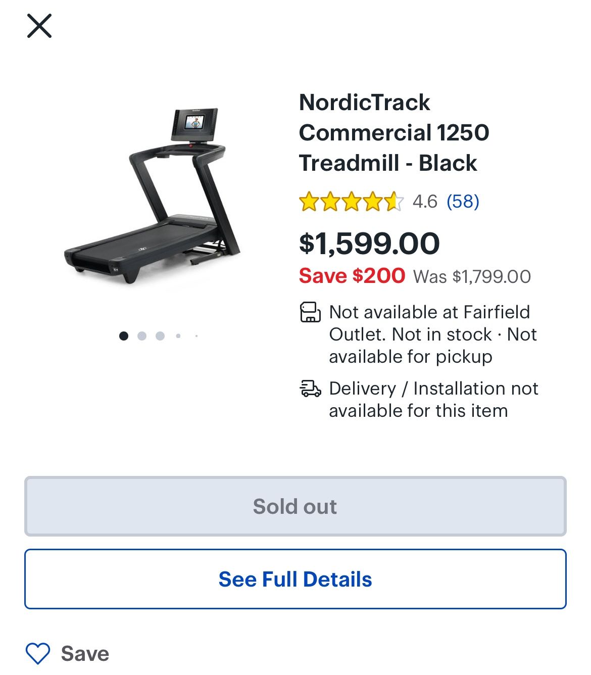NordicTrack Commercial 1250 Treadmill - Black