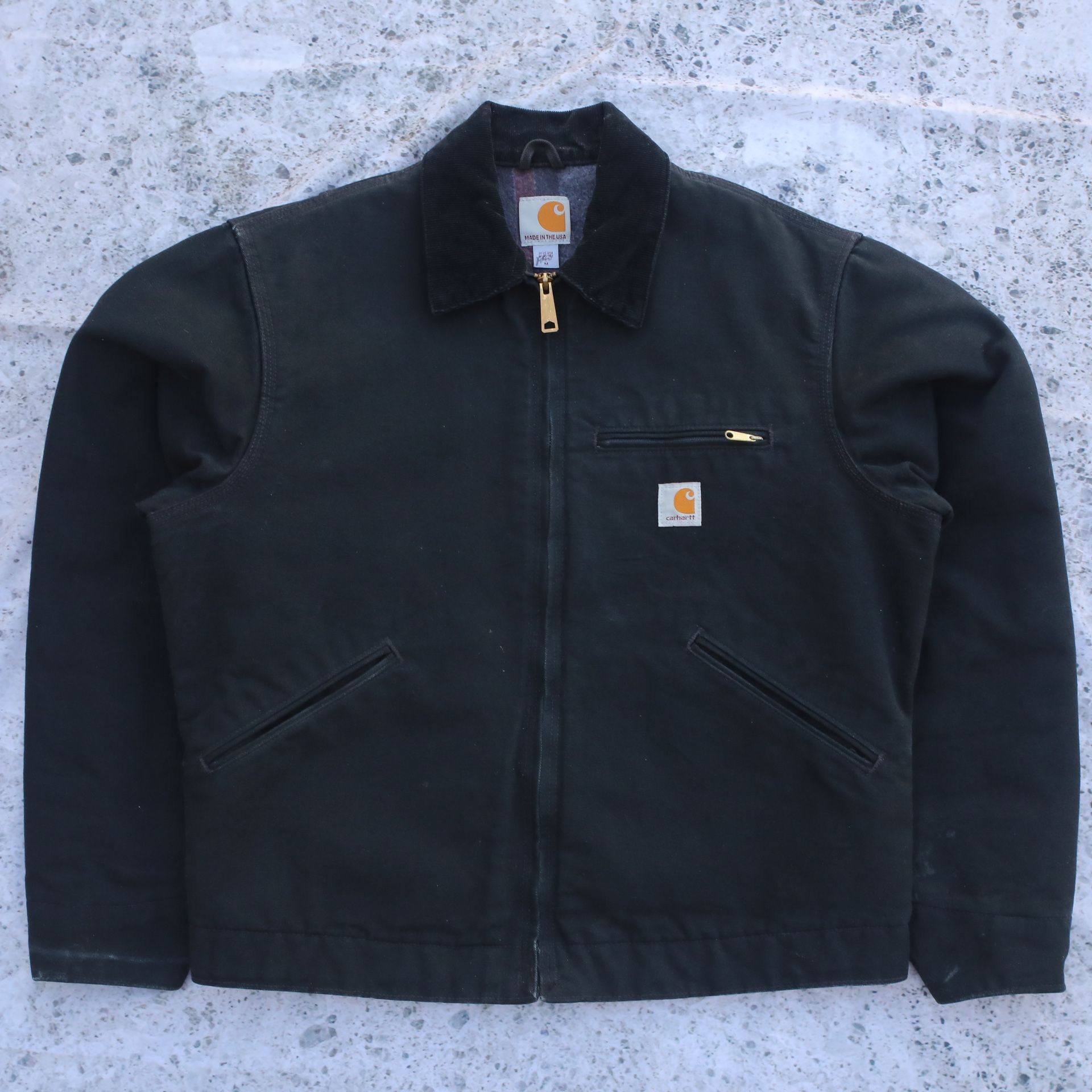 Carhartt Helmets to Hardhats J001 BLK Black Blanket-Lined Firm Duck Detroit Jacket