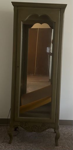 French Provincial Style Single Door Mirrored Wardrobe Cupboard