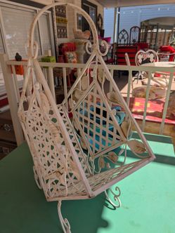 Vintage  Rustic French Metal  Basket Magazine Rack