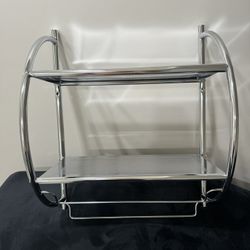 2-Tier Wall Mount Shower Organizer Towel Storage Rack New!
