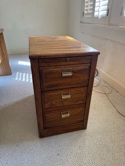 Vintage National Mt. Airy Solid Oak 3-Drawer File Cabinet