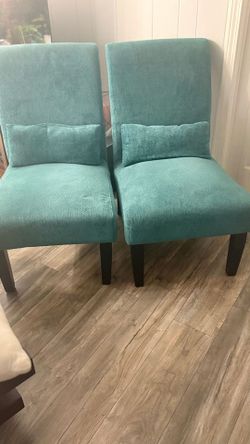 Set of 2 Teal Upholstered Accent Chairs