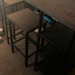 Wood and Steel Coffee Table With Two Chairs