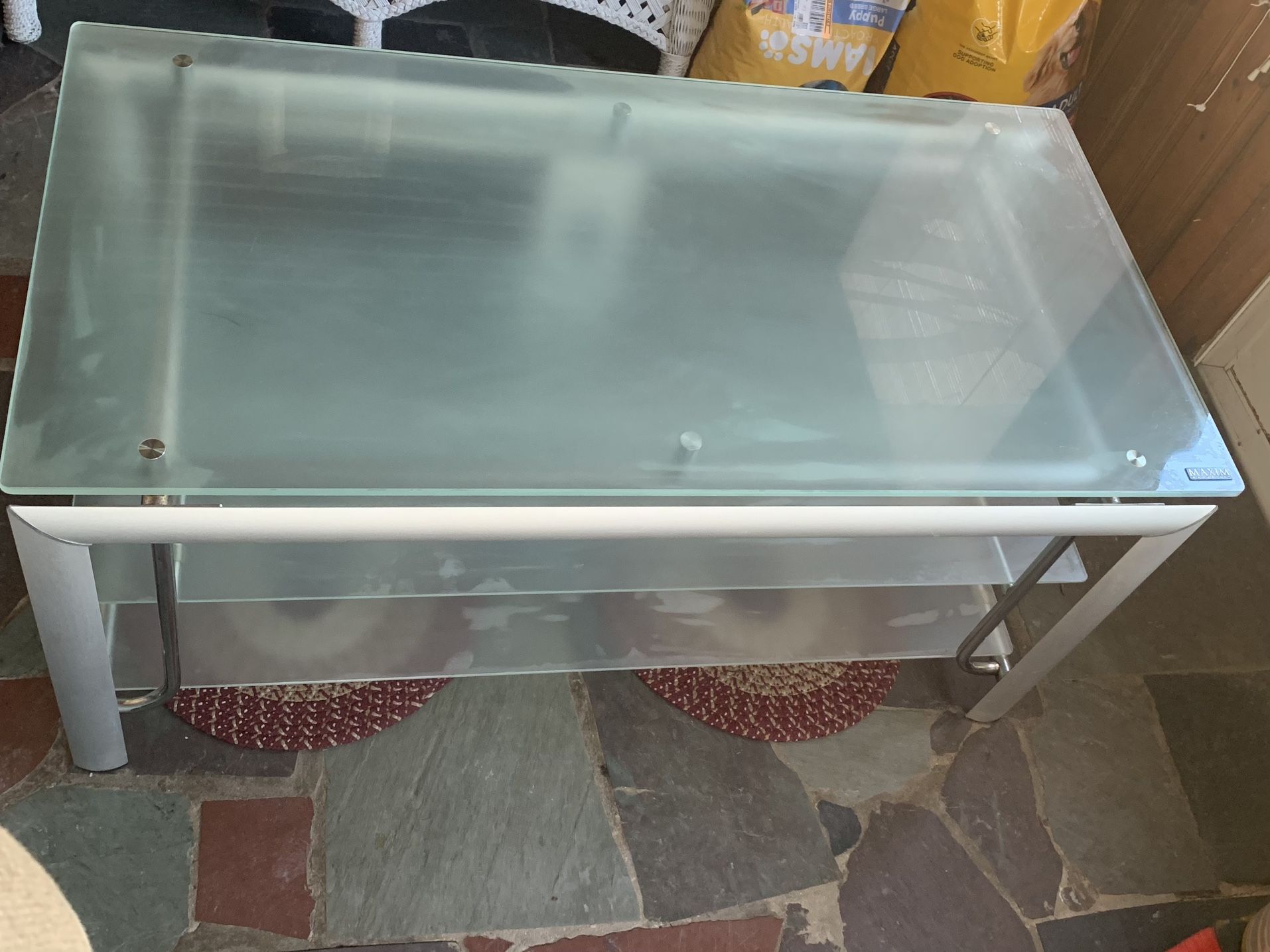 Luxury Chrome & Frosted Glass Table