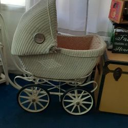 Antique Wicker Baby  Carriage