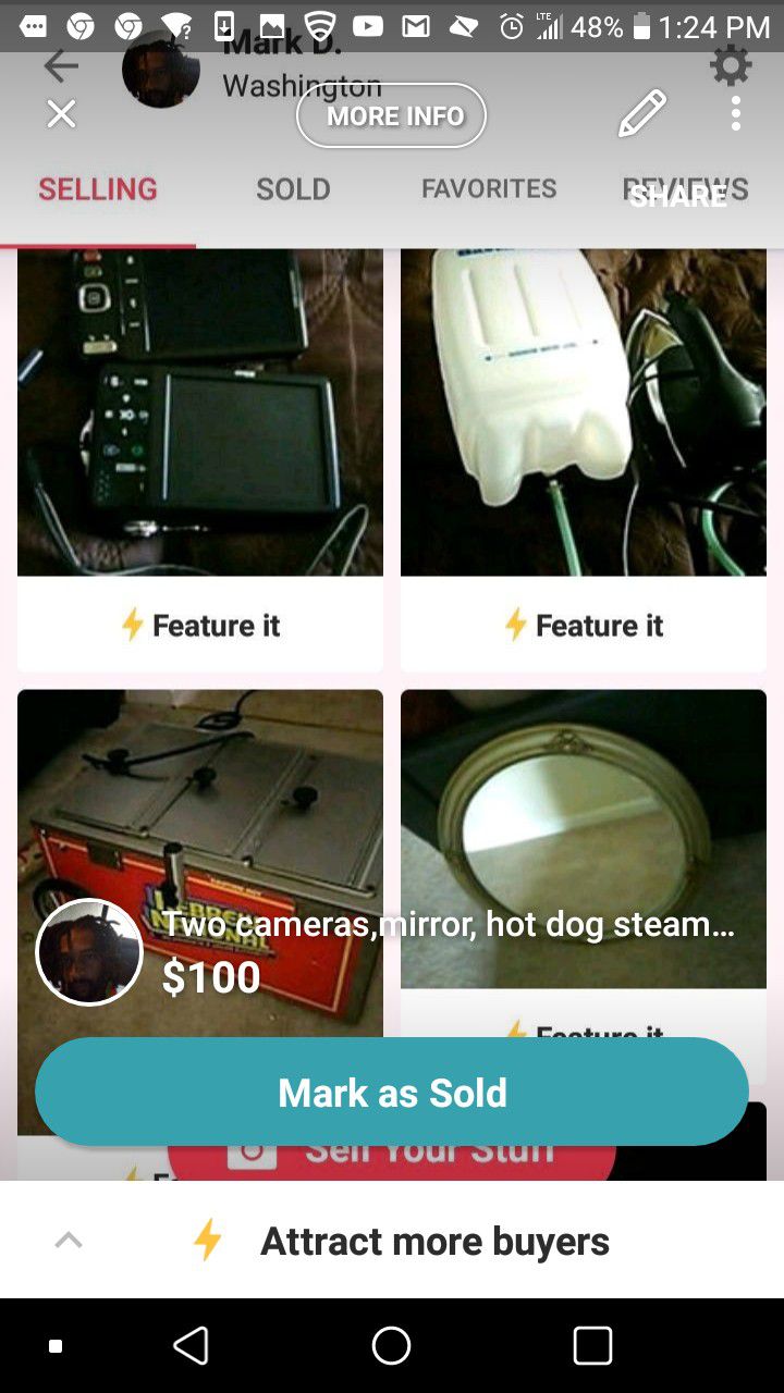 Two cameras work great, hot dog steamer, mirror and a steaming iron