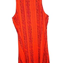 Women's Midi Orange & Black Sundress By Apt. 9 Size XL Built-in Slip Measure's 20" W From Armpits X 40" L Casual Outings Too Work Wear Spring/Summer 