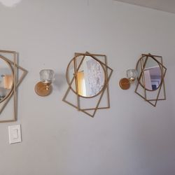 Set of 3 Gold Wall Mirrors