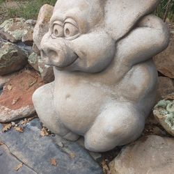 Very Cute Resin Garden Pig Decor 36" Tall